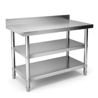 Table de travail professionnelle en acier inoxydable 304 à 3 niveaux à base ouverte pour cuisines commerciales et usines alimentaires