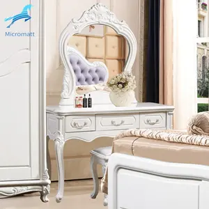 फैक्टरी प्रत्यक्ष बिक्री यूरोपीय शैली के फर्नीचर अनुकूलन भूरे रंग के साथ बेडरूम एकल ठोस लकड़ी ड्रेसर दर्पण