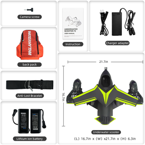 Potente Scooter Subacqueo Elettrico da 1000W, Profondità 30m/100ft, Alta Velocità 2m/s, Doppio Motore, per Snorkeling e Immersioni - Product Image 6