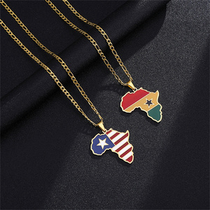 Collar de acero inoxidable con <span class=keywords><strong>mapa</strong></span> de África, colgante de <span class=keywords><strong>mapa</strong></span> para <span class=keywords><strong>Europa</strong></span> y América - Product Image 2