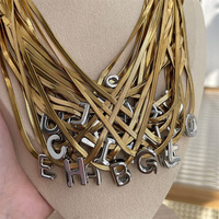 Collier Pendentif Lettre Initiale en Argent Plaqué Or en Acier Titane Étanche pour Femme, Chaîne Serpent, Vente Chaude
