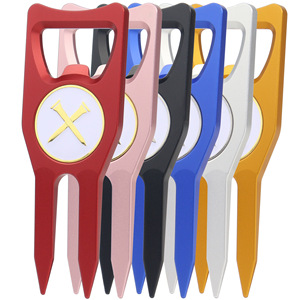 Aluminum Alloy <b>Golf</b> Fork With Bottle Opener And Magnetic Ball Marker Multifunctional For <b>Golf</b> Gear - Product Image 1