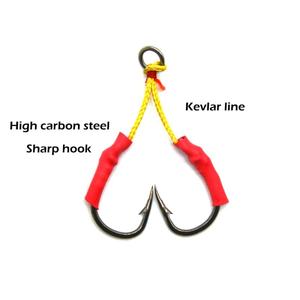 Takedo 1/0 - 10/0 Live Aas Assist Haak Hoge Koolstofstaal Zeevissen Dubbele Jig Haak Met Kevlar-Vezel Gevlochten Lijn Solide Ring - Product Image 5
