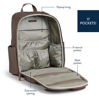 Sac à Dos à Langer Utilitaire à 17 Poches avec Porte-Biberons Isolés, Manchon pour Valise, Sangles de Poussette et Matelas à Langer Inclus