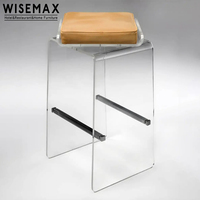 WISEMAX – chaise de bar au design unique et moderne, base en acrylique, tabouret de bar avec rembourrage, siège en tissu pour la cuisine, le comptoir et le café