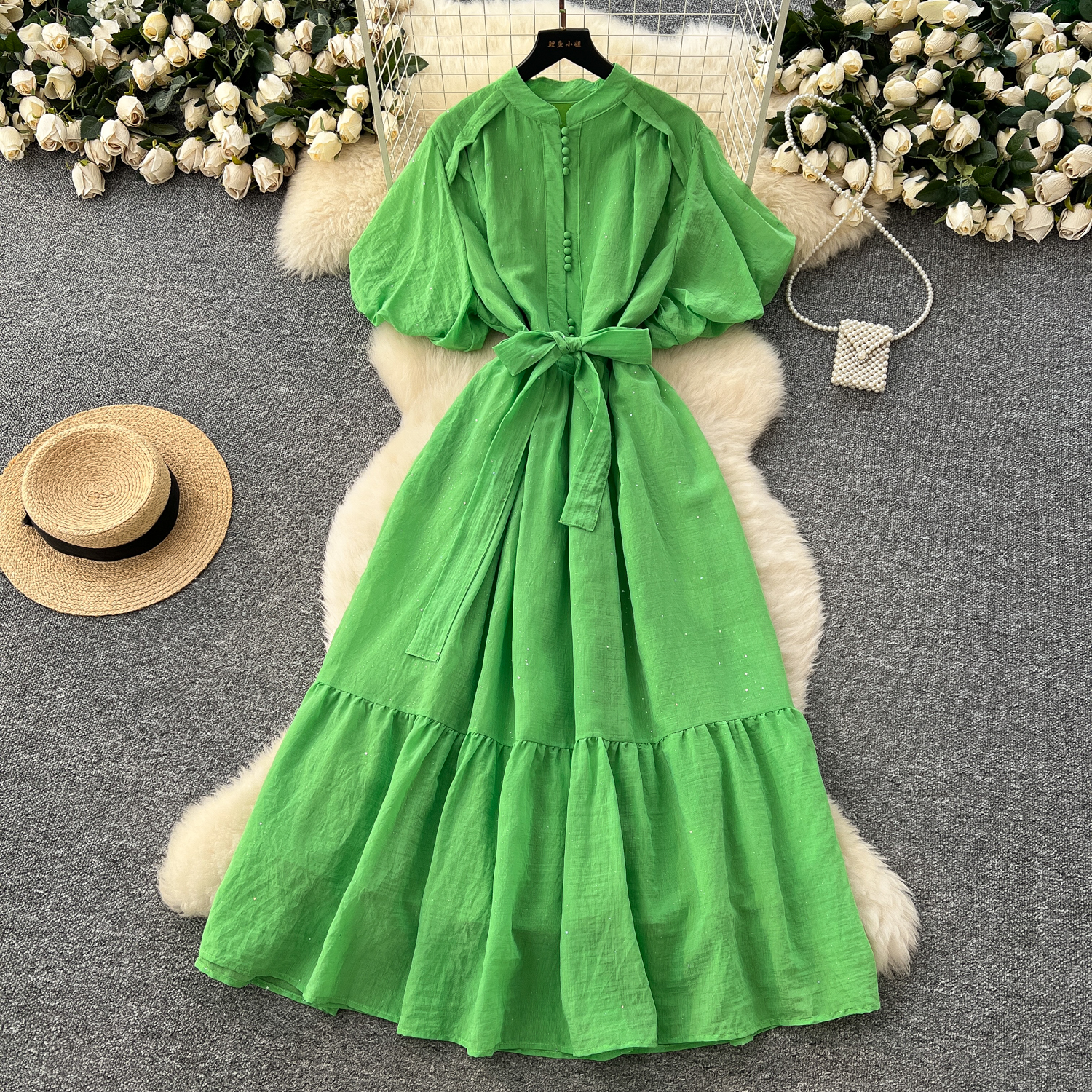 casual green dress outfit Audrey Sage Green Sleeveless A-Line Mini Dress main image 0