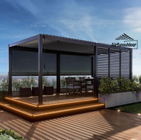 Pergola bioclimatique Airfun en aluminium à lames orientables - Noir, résistante à la neige et à l'eau, conçue pour une utilisation en extérieur (patio, terrasse)