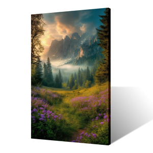 B & C ART Moderne Naturel Montagne <span class=keywords><strong>Forêt</strong></span> Paysage Écologique Toutes Les Saisons Mur Art Impression Toile Soutenu Distant Peaks Peinture - Product Image 1
