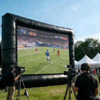 Écran de cinéma gonflable géant de 30 pieds, imperméable, à contraste élevé, durable, pour projecteur, double projection, résistant au vent, cinéma en plein air