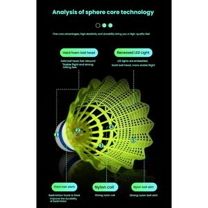 Balles <span class=keywords><strong>de</strong></span> <span class=keywords><strong>Badminton</strong></span> lumineuses LED <span class=keywords><strong>nuit</strong></span> Fluorescent résistant en plastique Nylon Stock en vrac pour une utilisation sportive <span class=keywords><strong>Badminton</strong></span> fabriqué - Product Image 2