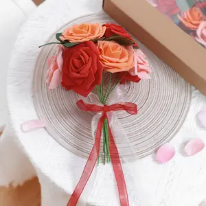 Grosir Pabrik Hari Thanksgiving Ulang Tahun dalam kotak sutra mawar buatan dekorasi bunga