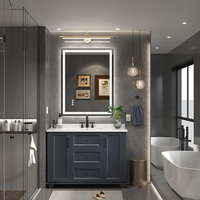 Miroir de salle de bain intelligent et moderne en métal à double éclairage LED avec fonction anti-buée IP44, rétroéclairage à 3 couleurs réglables, idéal comme cadeau d'anniversaire