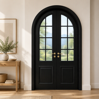 DEMEA Portes intérieures en bois massif de style français à double vitrage arqué de haute qualité, insonorisées, pour les halls, les salons, les appartements
