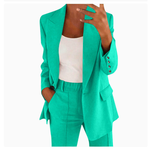 Ensemble décontracté pour <span class=keywords><strong>femme</strong></span>, nouvelle mode 2026, style international : Cardigan à revers coupe ajustée, veste de costume élégante et <span class=keywords><strong>pantalon</strong></span> coupe droite - Product Image 2