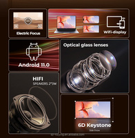Mini 1080p Android 11 Smart BT Wi-Fi Proyector Montado en la pared para juegos Dormitorio Pequeños negocios y proyectores inalámbricos para exteriores