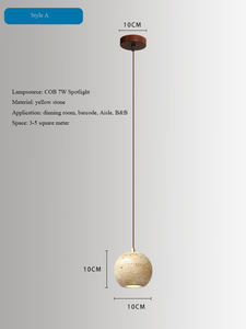 Lampada a sospensione piccola 2026 in stile Wasabi, retrò, in pietra gialla effetto grotta, per comodino, ristorante nordico retrò famoso, portico - Product Image 5