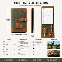 Dompet Kartu Skor Golf Kanvas Gaya Vintage Berkualitas Tinggi Buatan Pabrik, Dilengkapi Kancing, Tempat Pensil, Dompet Koin, dan Pelindung RFID