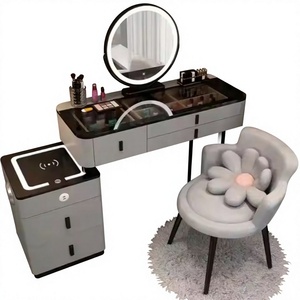 Modern Furniture Vanity <b>Makeup</b> Dresser One Set Design Metal Feet Bedroom Dressing Table With <b>Led</b> <b>Mirror</b> Wireless Charging - Product Image 1