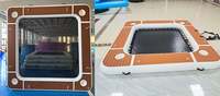 Plateforme flottante gonflable pour yacht et bateau 3x3m, hamac aquatique, lit de piscine en maille avec logo et porte-gobelet