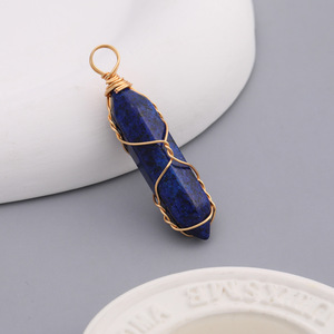 Natural Gold Wire Wrapped Quartz Reiki Healing <strong>Stones</strong> Spiritual Hexagonal <strong>Chakra</strong> Pendant for Jewelry Making - Product Image 5