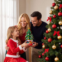 Jouets de Noël pour enfants, briques pour arbre de Noël, base de train rotative, blocs éducatifs DIY, cadeau festif de Noël, décoration de la maison