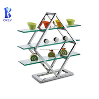 Heißer Verkauf führte Buffet Display Stand Edelstahl Höhe Luxus Gold Catering Dekorationen Dessert Food Riser für Party