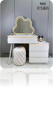 Coiffeuse moderne avec plateau en cristal et verre trempé, miroir LED effet nuage, et commode large, pour la vente en gros