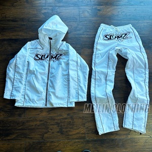 Custom Nylon <b>Zip</b> <b>up</b> <b>Jackets</b> Lightweight Wind Breaker Windbreaker Set Two Piece Jogging Nylon Windbreaker Tracksuit Set - Product Image 5