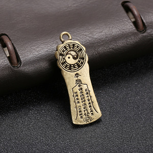 Pendentif Rétro en Laiton, Breloque Pixiu Tête de Tigre Abacus, Porte-clés Thème Bouddhiste, Accessoire de Mode - Product Image 2