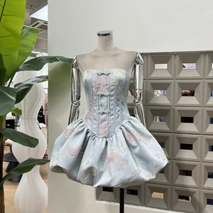 Vestido de mujer vintage con hebilla de cuentas de uñas vestido ajustado sin tirantes vestido de espina de pescado <span class=keywords><strong>ropa</strong></span> de boutique al por mayor - Product Image 2