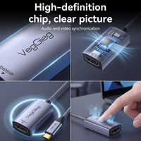 Adaptateur USB C vers HDMI VegGieg 4K 60Hz HDR 10 bits de couleur, câble tressé Type-C mâle vers HDMI femelle, convertisseur vidéo
