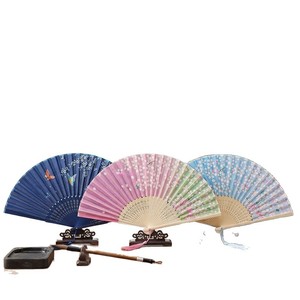 Chinese Style Folding Fan Floral Pattern Silk Handheld Portable Women's Dance Accessory - Product Image 5