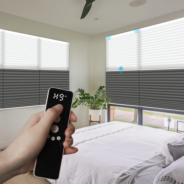 Day Night Smart Home Built-In Electric Motorized Cordless Horizontal Honeycomb Blinds Dual Layer Privacy Protection Waterproof
