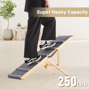 Zmaker Houten Hondenhelling Voor <span class=keywords><strong>Bed</strong></span> Verstelbare Hondentrappen Ladder Met Antislip Opvouwbare Draagbare Huisdierhelling Voor Bank - Product Image 3