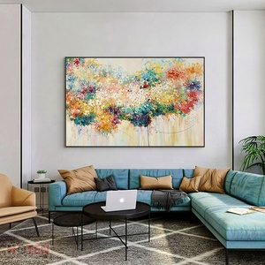 Pintura al óleo de acrílico floral abstracta pintada a mano arte decorativo elegante para sala de estar con hermosas flores - Product Image 5