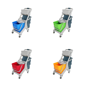 Multifunction Plastic Cleaning Cart Mini Round Mop Bucket Floor Cleaning <b>Trolley</b> with Brake Wheel and Reusable Nylon Garbage Bag - Product Image 6