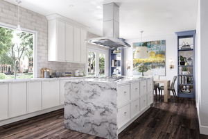 Armoire moderne design de luxe à profil en <span class=keywords><strong>gola</strong></span> et ensemble d'armoires de cuisine en contreplaqué de PVC prêt à assembler - Product Image 2