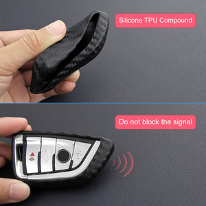 Housse de clé de voiture en silicone à motif fibre de carbone pour <span class=keywords><strong>BMW</strong></span> X5 X6 X4 <span class=keywords><strong>X3</strong></span> Série 1 2 <span class=keywords><strong>Porte</strong></span>-clé à distance - Product Image 3