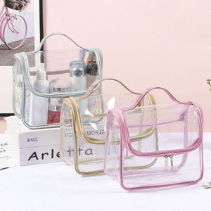 PVC <b>Transparent</b> Female <b>Makeup</b> <b>Bag</b> Wholesale Ins Wind Zipper Closure Soft Handle Foldable Cartoon Pattern Waterproof Travel <b>Bag</b> - Product Image 3