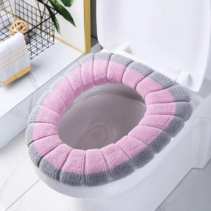 Funda universal para asiento de inodoro, suave y cálida para invierno, cojín de baño en forma de O con asa, accesorios de baño para mantener el calor en invierno - Product Image 3