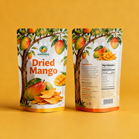 Sachet Doypack en plastique personnalisé avec logo pour snacks, fruits, aliments secs et mangues séchées, avec fenêtre, vente en gros