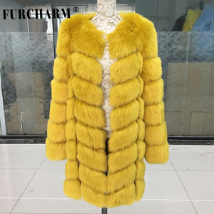 Di alta qualità di modo Lungo della signora del manicotto del cappotto di pelliccia del faux di inverno Cappotto di Pelliccia di Volpe - Product Image 5