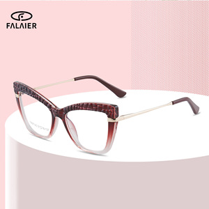 ฟาไลเออร์ แคทอายแว่นตาอ่านหนังสือ TR90 กรอบป้องกันแสงสีฟ้าผู้หญิงแว่นตาแบบเต็มขอบเลนส์พลาโนโลหะ TR90 - Product Image 1