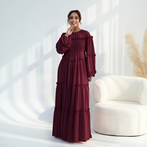 Loriya 2026 Nouvelle Robe Musulmane Vêtements Islamiques Femme Abaya Robes Modestes É<span class=keywords><strong>l</strong></span>égantes en Mousseline de Soie Robe Longue à Volants Superposés pour Femme - Product Image 5