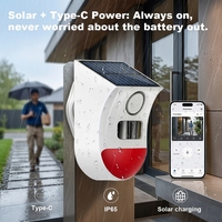Détecteur de mouvement infrarouge intelligent sans fil Tuya WiFi, sirène stroboscopique solaire extérieure, alarme sonore, étanche IP65, haute sensibilité