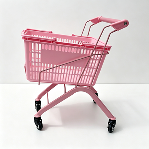 Chrome Wire Mesh Shopping <b>Cart</b> 340L Supermarket Heavy Duty Silent Swivel <b>Wheel</b> Large Capacity Grocery Retail Use Set Kit - Product Image 2