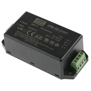 Original MEAN WELL IRM-60-24 60W 24V EINZEL AUSGANG AC-DC PCB-Mount Green Power Module Eingekapselter Typ