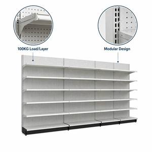 Estantería Modular Blanca <span class=keywords><strong>de</strong></span> Doble Cara Tipo Góndola con Panel Trasero Perforado <span class=keywords><strong>y</strong></span> Tablero <span class=keywords><strong>de</strong></span> Clavijas para Exhibición en Tiendas <span class=keywords><strong>y</strong></span> Supermercados - Product Image 6