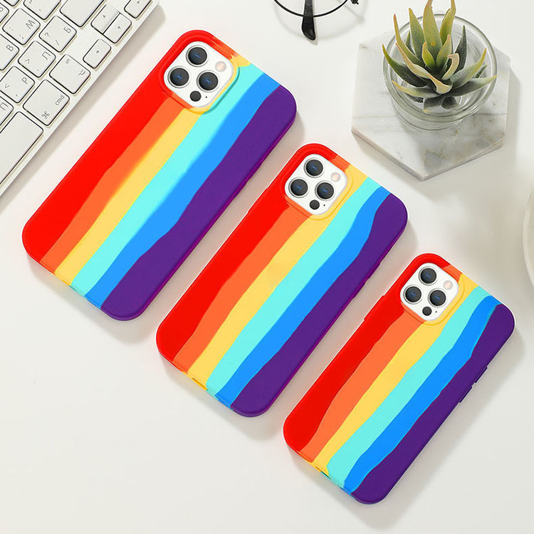 iPhone 13 Liquid Mobile Phone Silicone Cases / Rainbow Color Mobile Cover