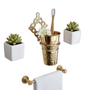Italian Style Brass <b>Toothbrush</b> <b>Holder</b> Wall Mount Easy To Clean Decorative Luxury bathroom Sets For Modern Home Designs - Product Image 1